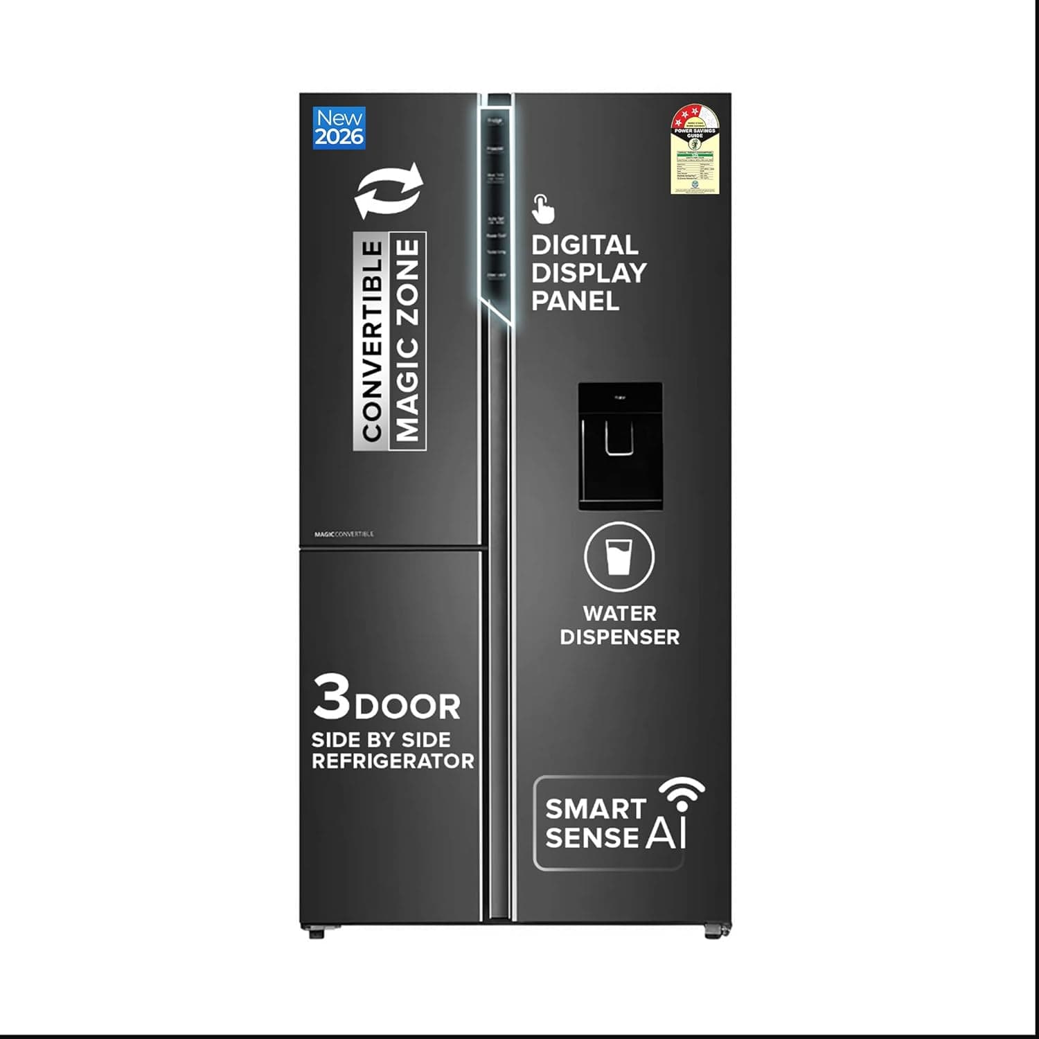 Haier SmartChoice 592L 3-Star 3-Door Water Dispenser Side by Side Frost Free Refrigerator